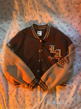 Streetwear Society LA Two-Tone Varsity Jacket - Size M Brown & Tan